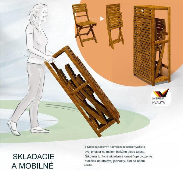 Drevená skladacia súprava - agát