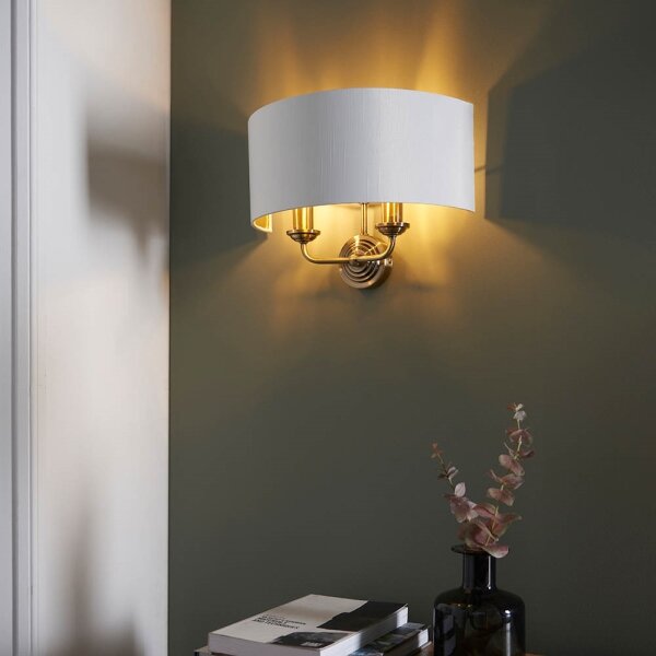 Endon 98937 - Nástenné svietidlo HIGHCLERE 2xE14/40W/230V biela/mosadz