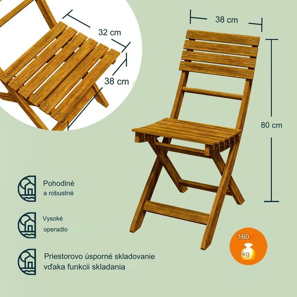 Drevená skladacia súprava - agát