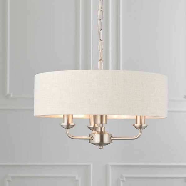 Endon 94361 - Luster na reťazi HIGHCLERE 3xE14/40W/230V béžová/matný chróm
