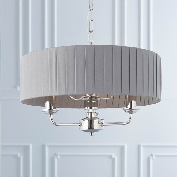 Endon 94394 - Luster na reťazi HIGHCLERE 3xE14/40W/230V tmavošedá/lesklý chróm