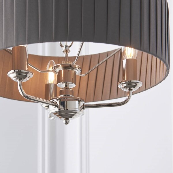 Endon 94394 - Luster na reťazi HIGHCLERE 3xE14/40W/230V tmavošedá/lesklý chróm