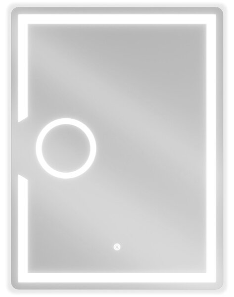 Mexen Onyx, LED kúpeľňové zrkadlo s podsvietením a kozmetickým zrkadielkom 60x80 cm, 6000K, ochrana proti zahmlievaniu, 9813-060-080-611-00