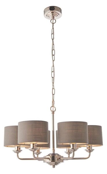 Endon 94381 - Luster na reťazi HIGHCLERE 6xE14/28W/230V šedá/lesklý chróm