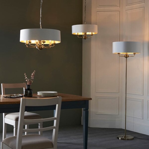 Endon 98934 - Luster na reťazi HIGHCLERE 3xE14/40W/230V biela/mosadz
