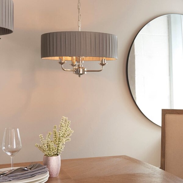 Endon 94394 - Luster na reťazi HIGHCLERE 3xE14/40W/230V tmavošedá/lesklý chróm