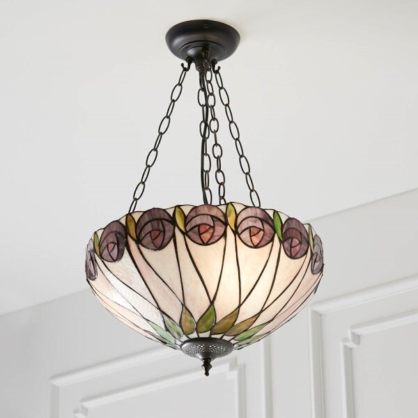 Endon 64175 - Luster na reťazi Tiffany HUTCHINSON 3xE27/60W/230V priemer 40 cm