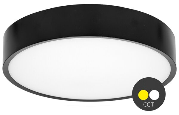 CCT Čierné LED stropné svietidlo guľaté 25W