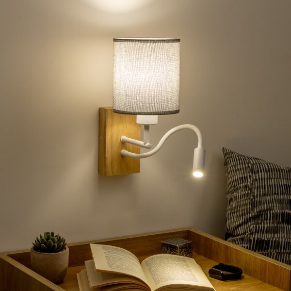 Brilagi - LED Nástenná lampa NUBILA WOOD 1xE27/25W/230V + LED/3W dub/šedá