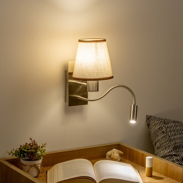 Brilagi - LED Nástenná lampa NUBILA 1xE27/25W/230V + LED/3W chróm/hnedá