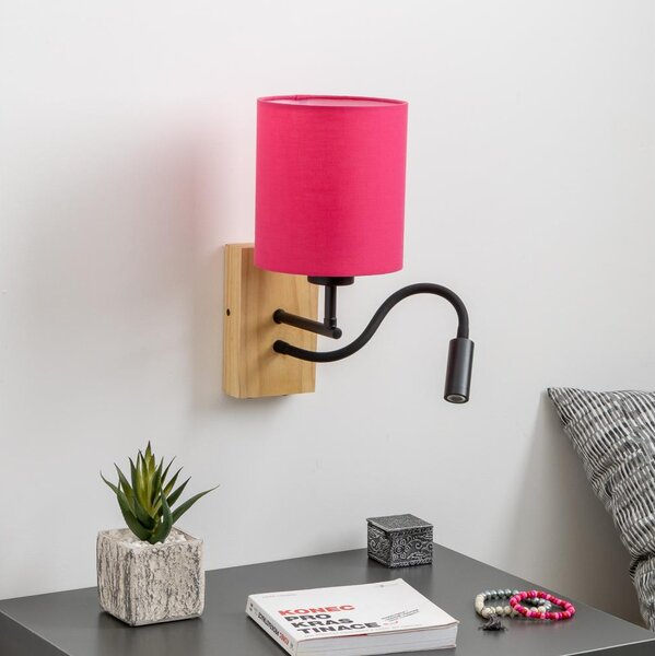 Brilagi - LED Nástenná lampa NUBILA WOOD 1xE27/25W/230V + LED/3W dub/ružová