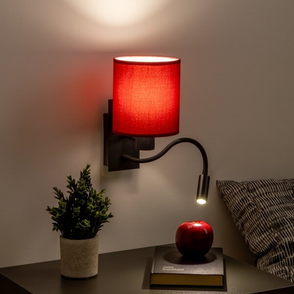 Brilagi-LED Nástenná lampa NUBILA 1xE27/25W/230V+LED/3W čierna/pompej.červená