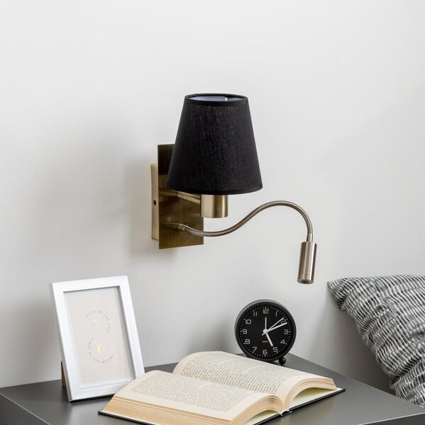 Brilagi - LED Nástenná lampa NUBILA 1xE27/25W/230V + LED/3W mosadz/čierna