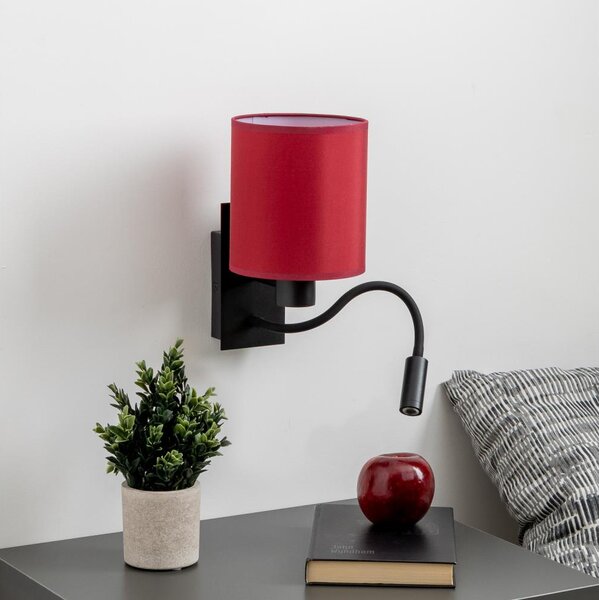 Brilagi-LED Nástenná lampa NUBILA 1xE27/25W/230V+LED/3W čierna/pompej.červená
