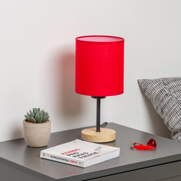 Brilagi - Stolná lampa NUBILA WOOD 1xE27/25W/230V dub/červená