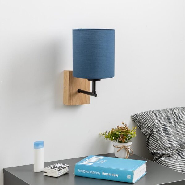 Brilagi - Nástenná lampa NUBILA WOOD 1xE27/25W/230V dub/tmavomodrá