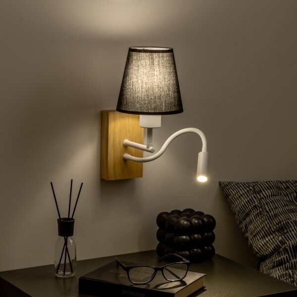 Brilagi - LED Nástenná lampa NUBILA WOOD 1xE27/25W/230V + LED/3W dub/čierna