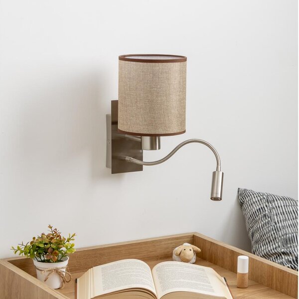 Brilagi - LED Nástenná lampa NUBILA 1xE27/25W/230V + LED/3W chróm/hnedá