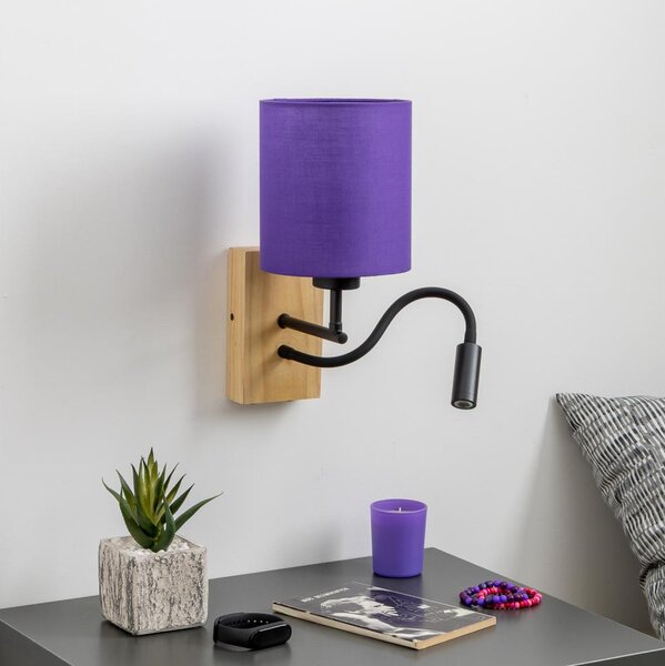Brilagi - LED Nástenná lampa NUBILA WOOD 1xE27/25W/230V + LED/3W dub/fialová