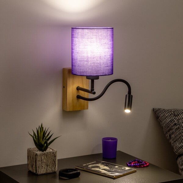 Brilagi - LED Nástenná lampa NUBILA WOOD 1xE27/25W/230V + LED/3W dub/fialová