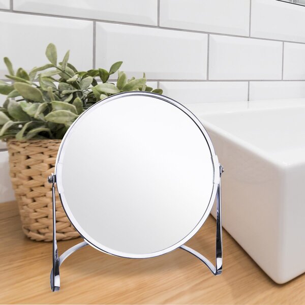 Kozmetické obojstranné zrkadlo so stojanom pr. 17 cm