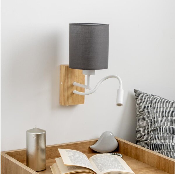 Brilagi - LED Nástenná lampa NUBILA WOOD 1xE27/25W/230V + LED/3W dub/antracit