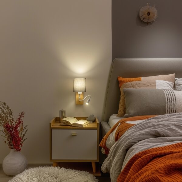 Brilagi - LED Nástenná lampa NUBILA WOOD 1xE27/25W/230V + LED/3W dub/antracit