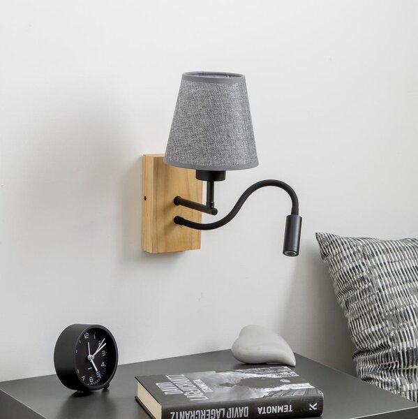 Brilagi - LED Nástenná lampa NUBILA WOOD 1xE27/25W/230V + LED/3W dub/šedá
