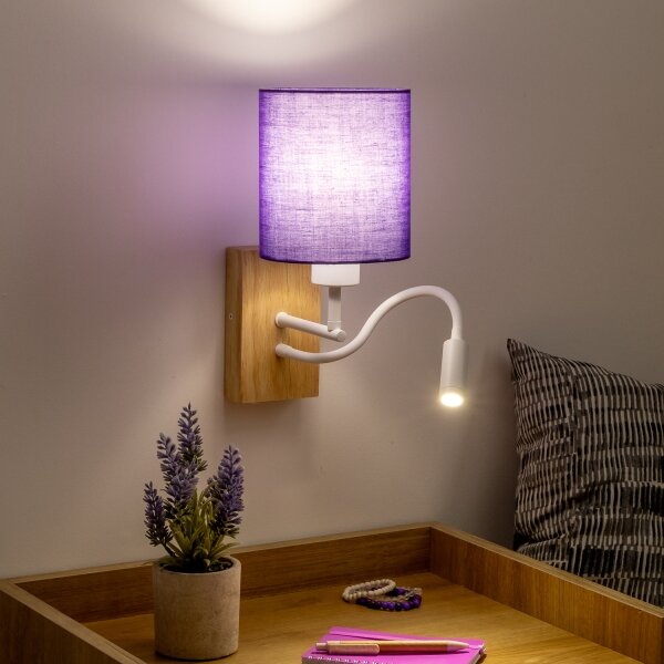 Brilagi - LED Nástenná lampa NUBILA WOOD 1xE27/25W/230V + LED/3W dub/fialová