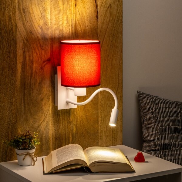 Brilagi-LED Nástenná lampa NUBILA 1xE27/25W/230V+LED/3W biela/pompej. červená