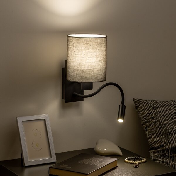 Brilagi - LED Nástenná lampa NUBILA 1xE27/25W/230V + LED/3W čierna/antracit