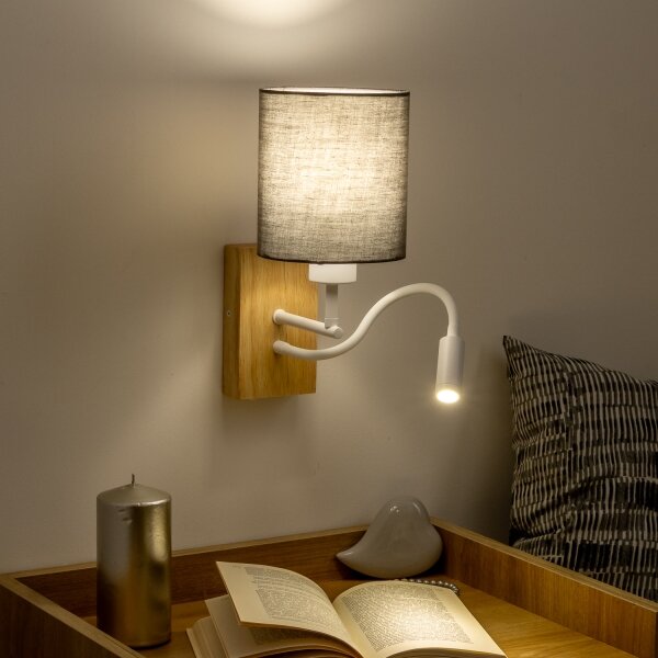 Brilagi - LED Nástenná lampa NUBILA WOOD 1xE27/25W/230V + LED/3W dub/antracit