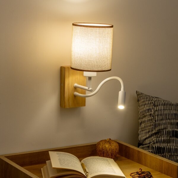 Brilagi - LED Nástenná lampa NUBILA WOOD 1xE27/25W/230V + LED/3W dub/hnedá