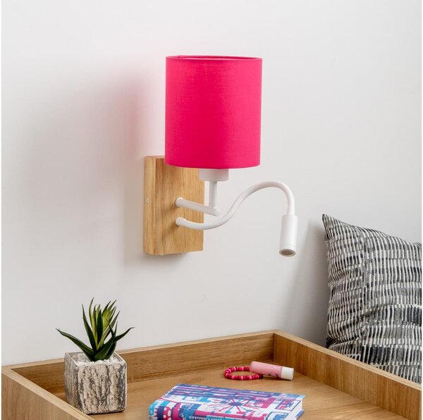 Brilagi - LED Nástenná lampa NUBILA WOOD 1xE27/25W/230V + LED/3W dub/ružová