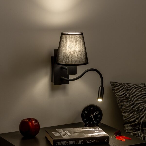 Brilagi - LED Nástenná lampa NUBILA 1xE27/25W/230V + LED/3W čierna