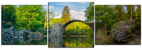 Obraz na plátne - Most v parku v Kromlau - panoráma 5246D (90x30 cm)