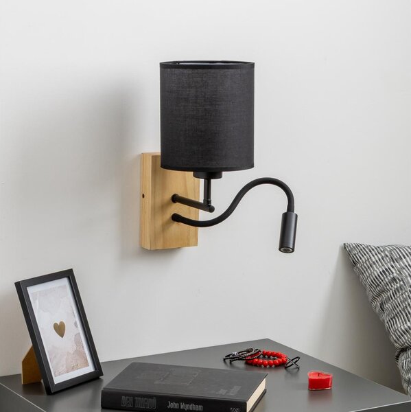 Brilagi - LED Nástenná lampa NUBILA WOOD 1xE27/25W/230V + LED/3W dub/čierna