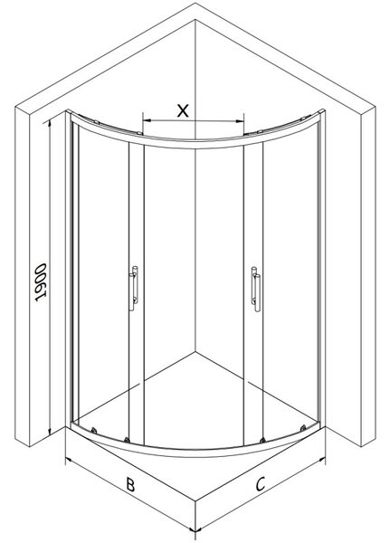 Mexen Rio sprchový kút polkruhový 80 x 80 cm, mráz, chróm + vanička Flat, biely - 863-080-080-01-30-4110