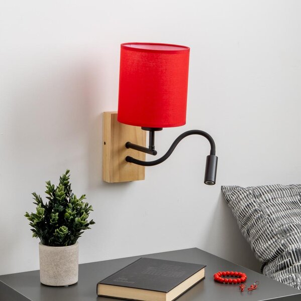 Brilagi - LED Nástenná lampa NUBILA WOOD 1xE27/25W/230V + LED/3W dub/červená