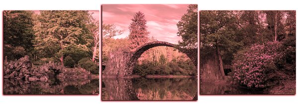 Obraz na plátne - Most v parku v Kromlau - panoráma 5246VD (90x30 cm)