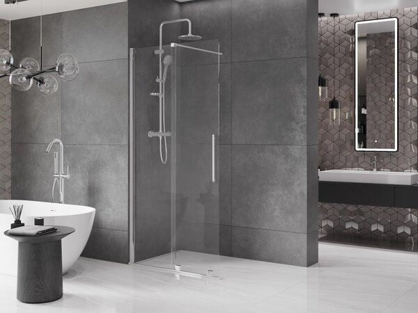 Mexen Velar, posuvné dvere do otvoru typ Walk-In 75 cm, 8mm číre sklo, chrómová, 871-075-000-03-01