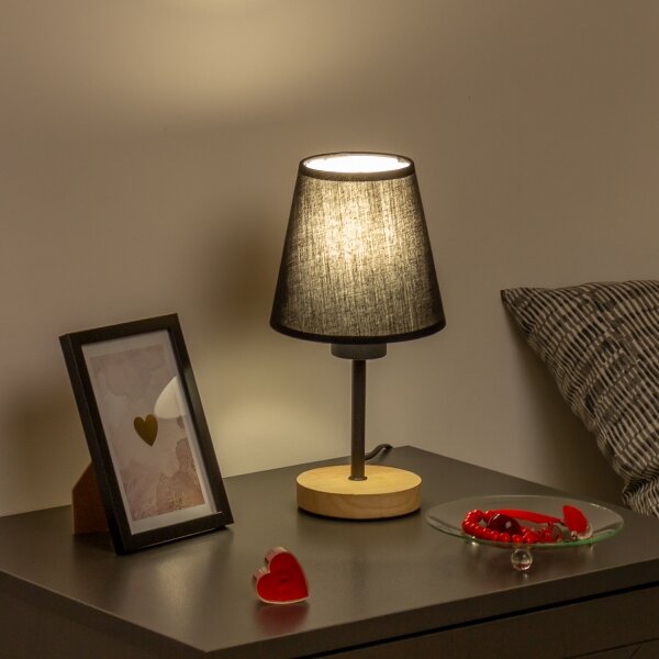 Brilagi - Stolná lampa NUBILA WOOD 1xE27/25W/230V dub/čierna