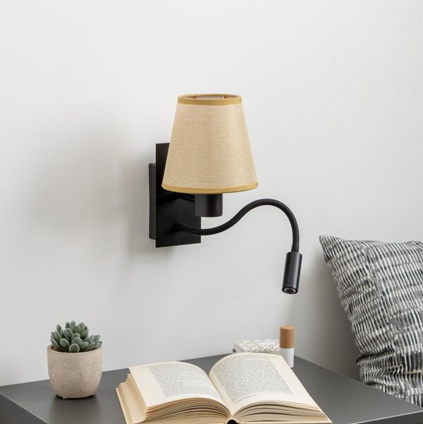 Brilagi - LED Nástenná lampa NUBILA 1xE27/25W/230V+LED/3W čierna/svetlohnedá