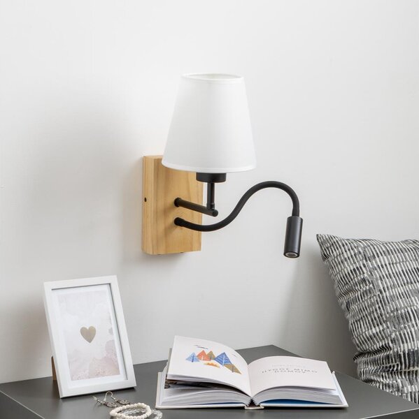 Brilagi - LED Nástenná lampa NUBILA WOOD 1xE27/25W/230V + LED/3W dub/biela