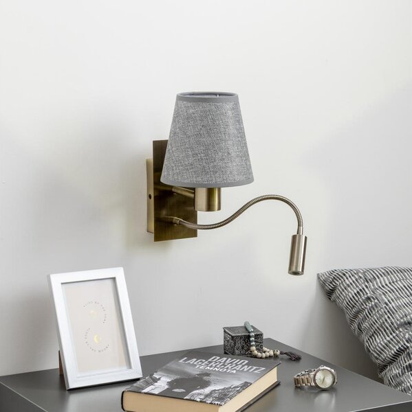 Brilagi - LED Nástenná lampa NUBILA 1xE27/25W/230V + LED/3W mosadz/šedá