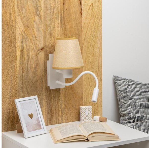 Brilagi - LED Nástenná lampa NUBILA 1xE27/25W/230V +LED/3W biela/svetlohnedá