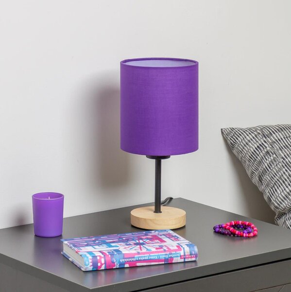 Brilagi - Stolná lampa NUBILA WOOD 1xE27/25W/230V dub/fialová
