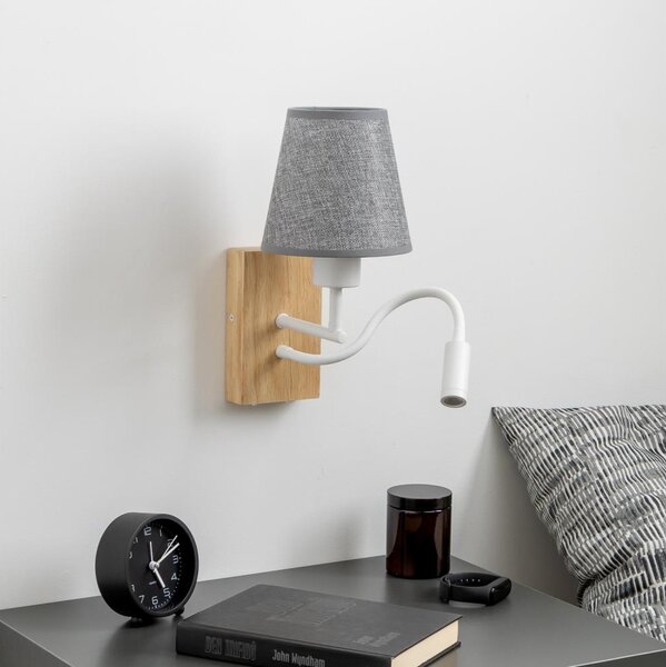 Brilagi - LED Nástenná lampa NUBILA WOOD 1xE27/25W/230V + LED/3W dub/šedá