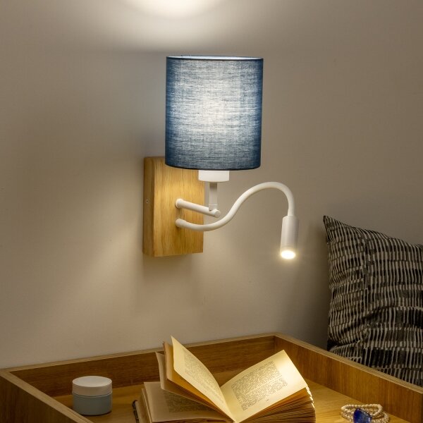 Brilagi - LED Nástenná lampa NUBILA WOOD 1xE27/25W/230V+ LED/3W dub/tmavomodrá