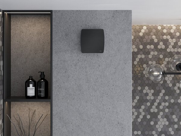 Mexen AXS, kúpeľňový ventilátor so spätnou klapkou, priemer 100 mm, čierna matná, W9601-100-70